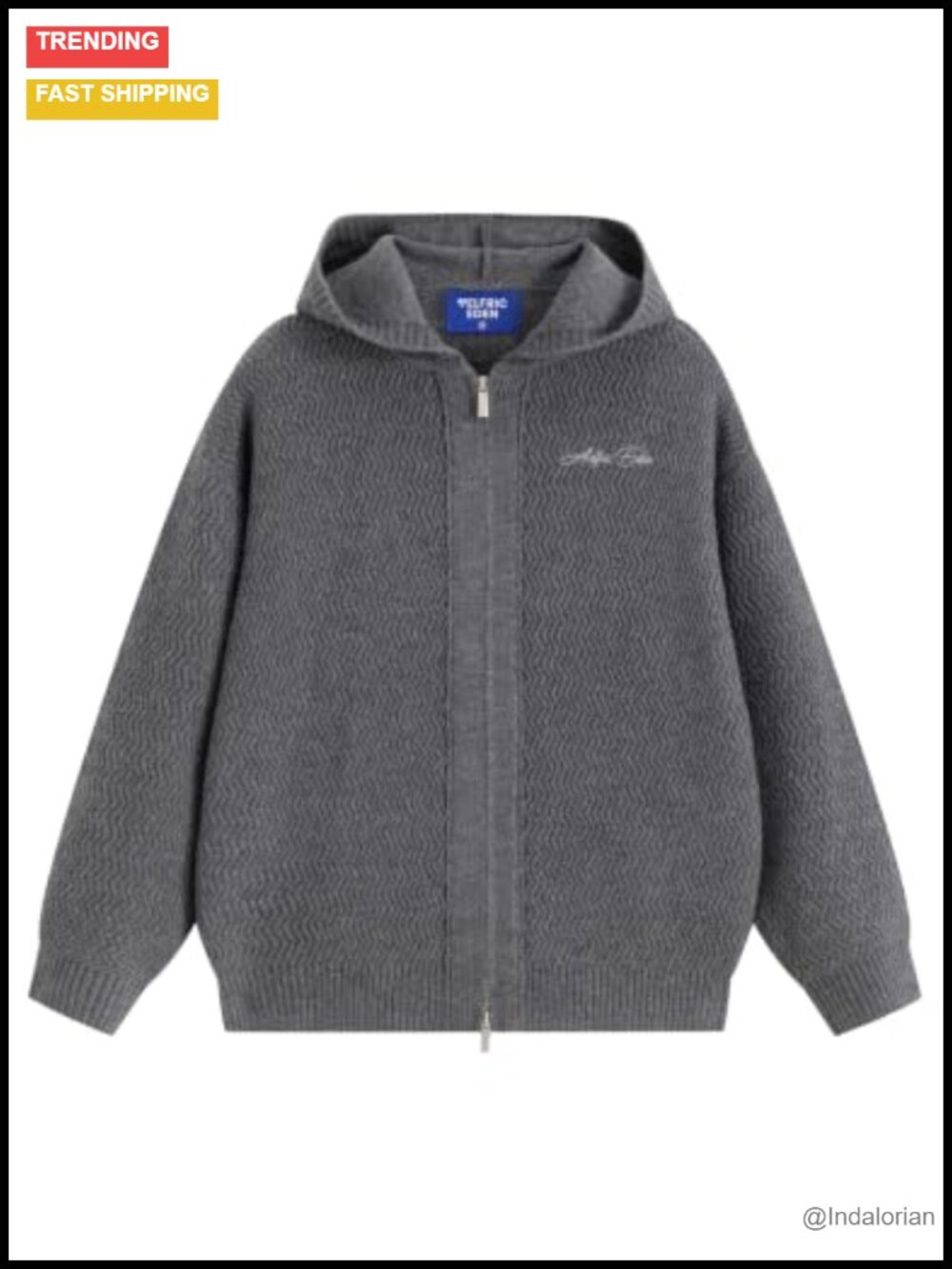 Zip Up Hooded Cardigan Chunky Knit Drop Shoulder Sweater Women's Fall Outerwear